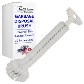 Universal Garbage Disposal Cleaner and Deodorizer, Sink Disposal Brush Cleaner Made in USA, Sturdy T-Grip Handle, 12" Long Sink and Drain Brush Cleaner for Eliminating Residue & Odor by FryOilSaver Co