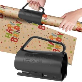 Wrapping Paper Cutter, Decoration Roll Paper Gift Wrap Trimmer for Birthday Thanksgiving Christmas Gift, with Handle Easy Sliding Wrap 1-Pack