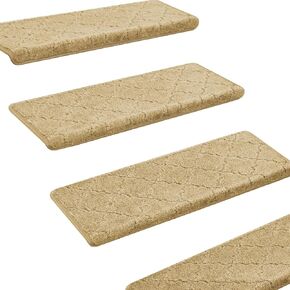 Bullnose Carpet Stair Treads Non Slip for Wooden Steps Indoor, 7 Pack 9.5" x 35" Stair Tread Covers for Wood Stairs, Stair Runner, Stair Rugs, Stair Mats, Washable, Cream Gray
