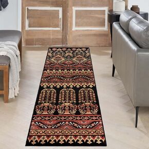 Superior Adena Area Runners Rug, 2' 7" x 8', Black