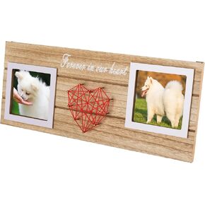 Holds 2 Picture Frame Rustic Wooden Photo Frame Decorative for Displaying Family or Pet Memories for Table Top or Wall Display