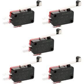 Baomain Micro Switch V-166-1C25 ذراع رافعة دوارة SPDT NO/NC حزمة مؤقتة مكونة من 5 قطع