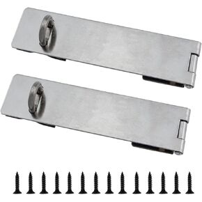 2PCS 5.5x1.18inch Silver Stainless Steel Door Buckle Padlock Hasp Brushed Finish Lock Plate Buckle Thickened Door Lock Latch with Screw Suitable for Fixing Sheds Drawer Cabinet Door