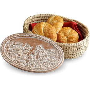 Bread Warmer Basket with Stone - Bread Baskets for Serving Tortilla, Sourdough, House Warming Gifts New Home, Terracotta, Bakers Gift for Kitchen, Bread Maker Women, Men, Birthday, Hostess Farmhouse in Saudi Arabia