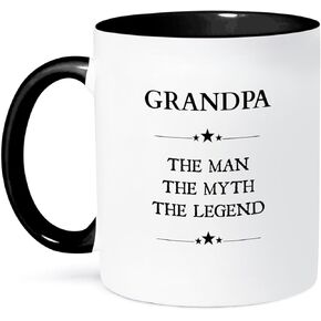 3dRose Grandpa The Man The Myth The Legend Two Tone Black Mug, 11 oz