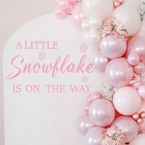 A Little Snowflake is on The Way Baby Shower Decal Sign - Winter Holiday Baby Shower Stickers Decoration, Gender Reveal Girl or Boy Decal, Snowflake Baby Shower Balloon Arch Background Decal Sign