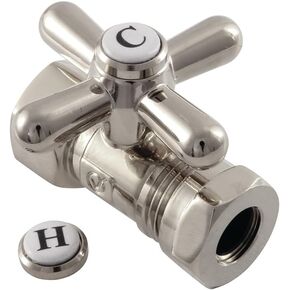 Kingston Brass CC44152X Vintage FIP X 1/2 بوصة أو 7/16 بوصة صمام إيقاف مستقيم ربع دورة، نحاس مصقول in Kuwait