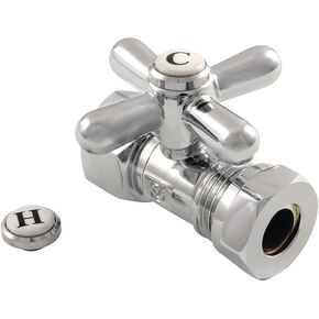 Kingston Brass CC44152X Vintage FIP X 1/2-Inch or 7/16-Inch Slip Joint Quarter-Turn Straight Stop Valve, Polished Brass