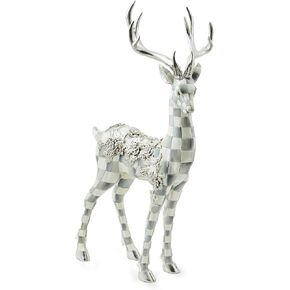 MACKENZIE-CHILDS Sterling Check Silver Garland Deer Figurine, Winter Figurine for Home Decor, Standing