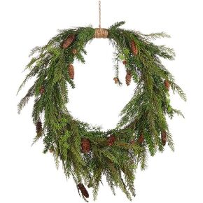 RAZ Imports Through The Woods 36" Oval Wreath with Cedar and Pinecones