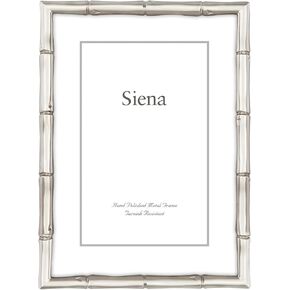 Siena Cast Metal Bamboo Picture Frame, Tarnish Resistant Finish, Perfect Photo Frame for any End Table, Credenza, Shelf, or Nightstand, Gold 5x7