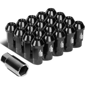 J2 Engineering 7075 Aluminum M12 x 1.25 20 Pcs 50mm Open End Lug Nut Set w/Adapter Red