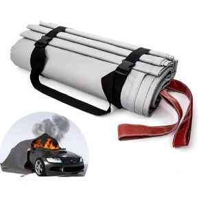 Large Emergency Fire Blanket for Car, Fire Suppression Blanket for Conflagration, Fibreglass Blanket for Electric Vehicle Accident with carry bag(13.12 * 19.7FT)