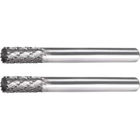 A0616M06, 6mm Diameter Tungsten Carbide Rotary Files, 1/4" Shank, Single Cut Top Flat Cylinder Shape Rotary Burrs Tool, for Die Grinder Drill Bit Alloy Steel Hard Metal Carving Polishing, 2Pcs