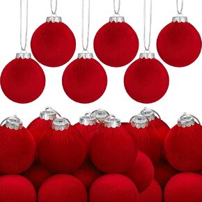 12 Pcs Velvet Christmas Ball Ornament 3.15 Inch Red Flocked Christmas Hanging Ball for Tree Shatterproof Plastic Velvet Ball Ornament for Christmas Tree Holiday Home Party Decoration