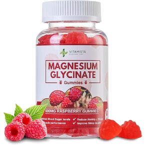 Magnesium Glycinate 400mg Gummies-Sugar-Free Raspberry Formula with Magnesium L-Threonate, Vitamin D,B6,CoQ10 for Relaxation & Sleep Support-60 Count