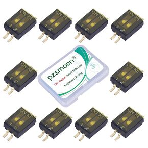 10 قطع DIP Switch SMT Patch 1.27 مم، 1 موضع / 2 دبوس صف مزدوج، قرص جانبي للوحة المفاتيح نوع الترميز DIP Switch، دبابيس DIP سوداء مطلية بالذهب، للمشاريع الإلكترونية المثبتة على PCB.