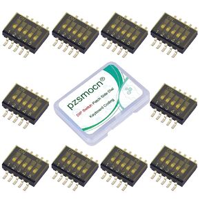 10 Pieces DIP Switch SMT Patch 1.27 mm Pitch, 1 Position / 2 Pin Dual Row, Side Dial Keyboard Coding Type DIP Switch, Black DIP Switch Gold Plated Pins, for PCB Mounted Electronic Projects.