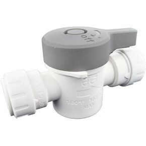 John Guest Speedfit 1/2 Inch CTS Shut-Off Valve, Push to Connect Plastic Plumbing Fitting, White, PSEISV20P