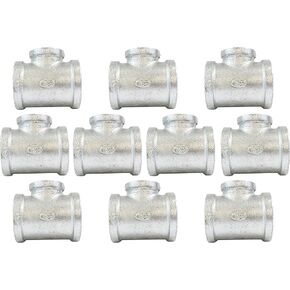 CMI Inc Galvanized Pipe Fittings | 3/4" Tee 10 PACK | Class 150 | For Malleable Iron Threaded Iron Pipe Fittings | NPT Female (3/4")
