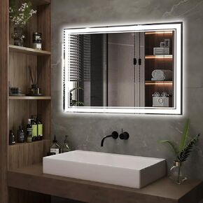 LED Bathroom Mirror 40×24in LED Mirror for Bathroom, Vanity Mirror with Lights, Dimmable Illuminated Mirror for Wall, Anti-Fog,ETL Listed(Front Lights + Backlit)