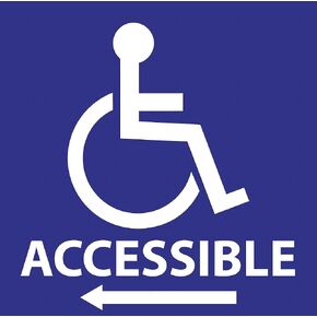 Zing Green Products 2718 Recycled Polystyrene "Accessible with Handicap Symbol Left Arrow" Label, Self-Adhesive, 6" Length, 6" Width, Pack of 2