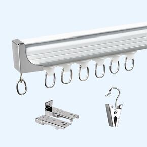 VerRich 9Ft Curtain Track, Ceiling Track, Wall Mounted Heavy-Duty Curtains and Room Divider Curtain, Ceiling Mount Curtain Track(White)