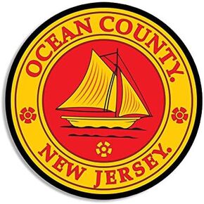 Round Ocean County New Jersey Sticker (nj City Seal Logo Vinyl Decal for car or Laptop (3 inch)