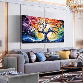 Large Canvas Wall Art Colorful Tree Picture Modern Living Room Bedroom Home Office Wall Decor Framed Canvas Prints Ready to Hang Size 20x40