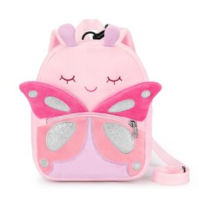mibasies Toddler Backpacks for Girls 2-4: Cute Butterfly Plush Backpack -3D Animal Cartoon Mini Travel Bag -10 inch Backpack Leash for Toddlers 1-3