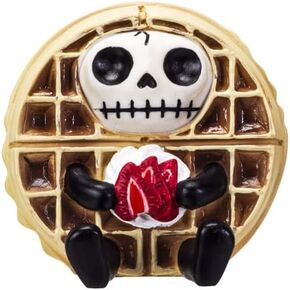 Furrybones Puffle Signature Skeleton in a Belgian Waffle Costume with a Strawberry Topping Friend 3.5" Tall