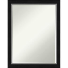 Amanti Art Bathroom Mirror, Colonial Black Wall Mirror for use as Bathroom Vanity Mirror Over Sink (30 x 24 in.) Petite Bevel Mirror, Black Mirror, Traditional Mirror from WI, USA