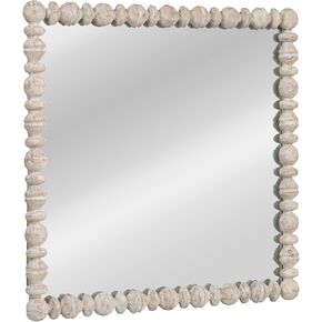 Creative Co-Op Square Raised Dowel Wood Wall Mirror, White