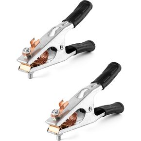 QWORK Welding Ground Clamp, 2 Pack 500AElectroplated Ground Clamp Copper Welding Earth Clip for Manual Welder Copper US Type