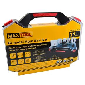 MaxTool 11PC Electrician Hole Saw Kit Cobalt HSS M42 Bi-Metal Holesaw Kit 44mm Deep Cut Metal Hole Saw Kit Bimetal; BMS42W44E11