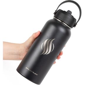 Insulated water bottles 32oz, 3 Lids (Straw Lid), Leak Proof water bottle flask - stainless steel water bottles, vacuum insulated water bottles, water bottles for school - flask water bottles