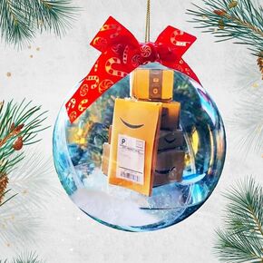 Funny Mini Packages Ornament，Funny Mini Express Box Packages Clear Ball Ornament for Christmas Tree, Funny Mini Gifts Box Ornament for Xmas Home Office Halloween Party Supplies (Mini Package)