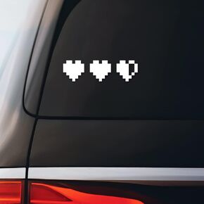 Video Game Hearts Lives Sticker Decal Notebook Car Laptop 5.5"x1.5" (White)