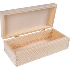 Wooden Storage Box Unpainted Plain | 9.44 x 4.44 x 2.83 in | Rectangular Box with Lid | Perfect for Storing Valuables & Small Items in The Office or Bedroom | Jewelry Box