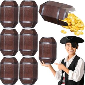 Honeydak 6 Pcs Giant 13.8 Inch Pirate Party Decoration Barrel Box Favor Pirate Baby Shower Decorations Whiskey Wooden Barrel Candy Cardboard for Western Prop Cowboy Birthday Party Supplies