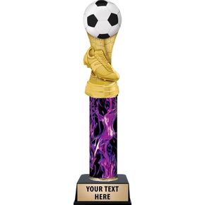 Personalized Purple Inferno Soccer Trophy, 11" Soccer Colorific Trophy Award, Customize Now Prime
