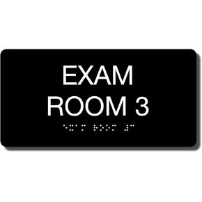8" x 4" ADA Compliant Exam Room Sign - Tactile Grade 2 Braille - Wall or Door Sign (ADA-84-BLK-ER1)