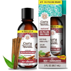 GuruNanda Ashwagandha Oil Pulling (8 Fl Oz) - 100% Pure Blend of Coconut with Essential Oils & Vitamins - Supports Healthy Teeth & Gums & Fresh Breath