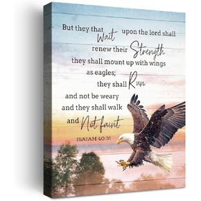 Inspirational Christian Wall Decor,But They that Wait Upon the Lord Shall Renew Their Strength Bible Verses Canvas Poster Print Wall Art,Scripture Home Office Bedroom Decoration W613