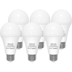 ORALUCE LED Light Bulbs 100 Watt - 120 Watt Equivalent, 15W 1600 Lumens 6500K Cool White LED Bulbs, E26 Medium Base, Non-Dimmable, UL Listed, 6Pack