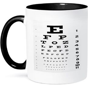 3dRose Eye Chart Two Tone Black Mug, 11 oz, Multicolor