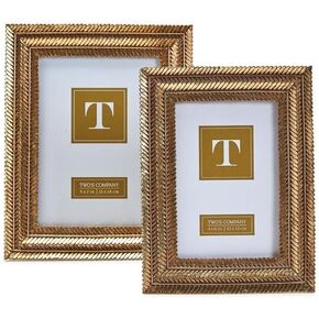 Two's Company Gold Fern Set of 2 Photo Frame Includes 2 Sizes