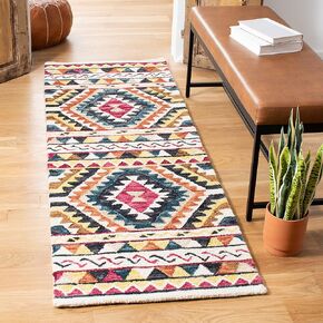SAFAVIEH Aspen Collection Runner Rug - 2'3" x 9', Rust & Ivory, Handmade Moroccan Boho Tribal Wool, Ideal for High Traffic Areas in Living Room, Bedroom (APN806P)