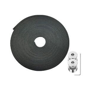 GT2 5 Meters Timing Belt 6mm Wide + 2Pcs Bore 6mm 20Teeth Aluminum Timing Pulley Wheel for 3D Printer CNC(Prusa i3, Kossel, Rostock, CR-10,10S, Reprap, TAZ etc)