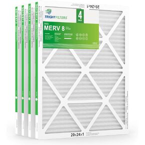 20x24x1 Air Filter 4 Pack, MERV 8 Pleated Dust Defense Air Filters Replacement Air Conditioner HVAC AC Furnace Filter, Durable and Lightweight